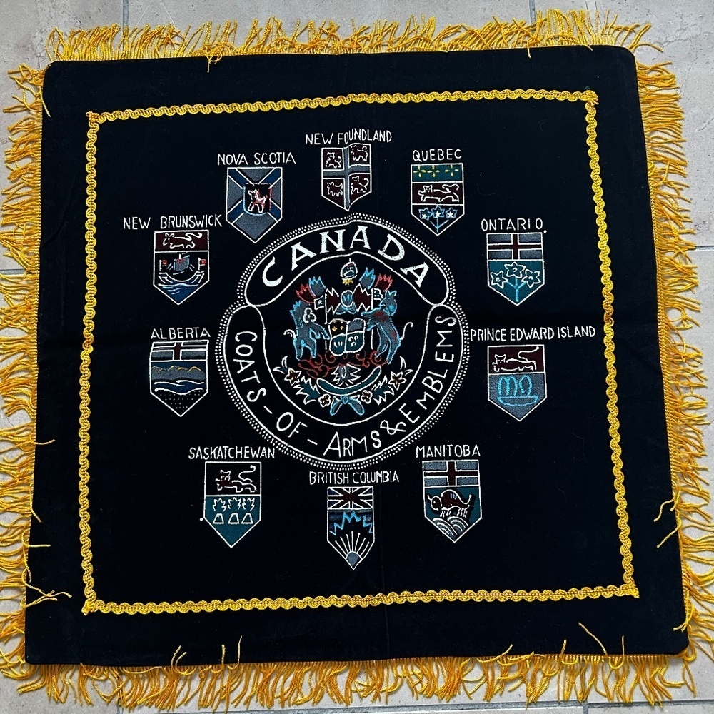 2 for $14 Canadian Provincial Coat of Arm Throw Pillow or Wall Tapestry sun room